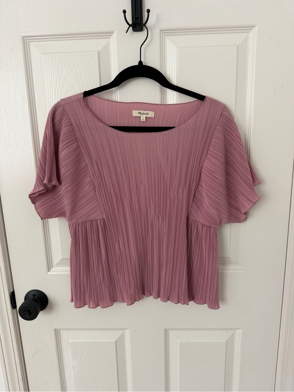 Madewell Pleated Short-Sleeve Blouse - Mauve